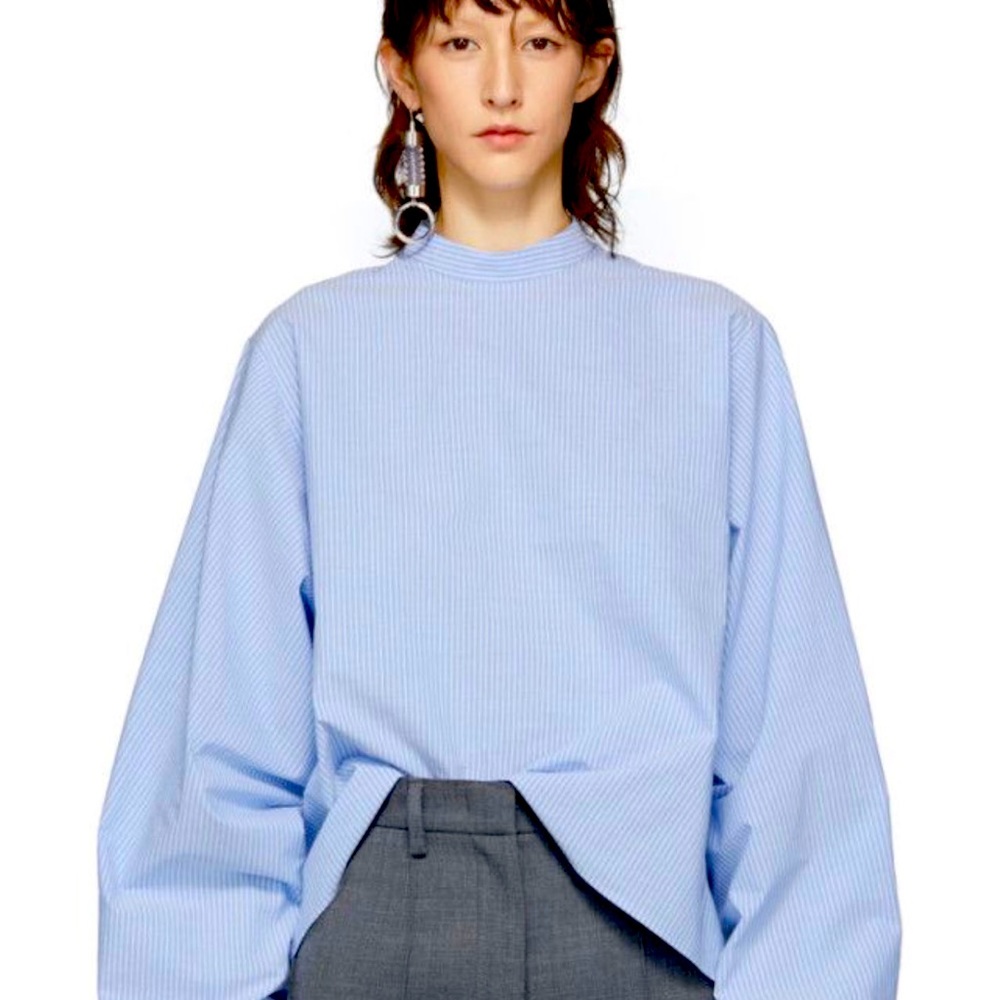 MM6 Maison Marigela Striped Wide Sleeve Blouse